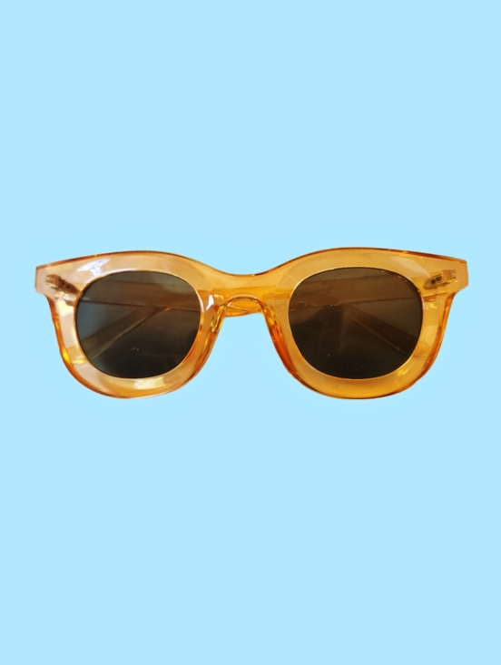 Accessories - Amber Orange Thick Retro Transparent Frame Sunglasses Polarized Lens